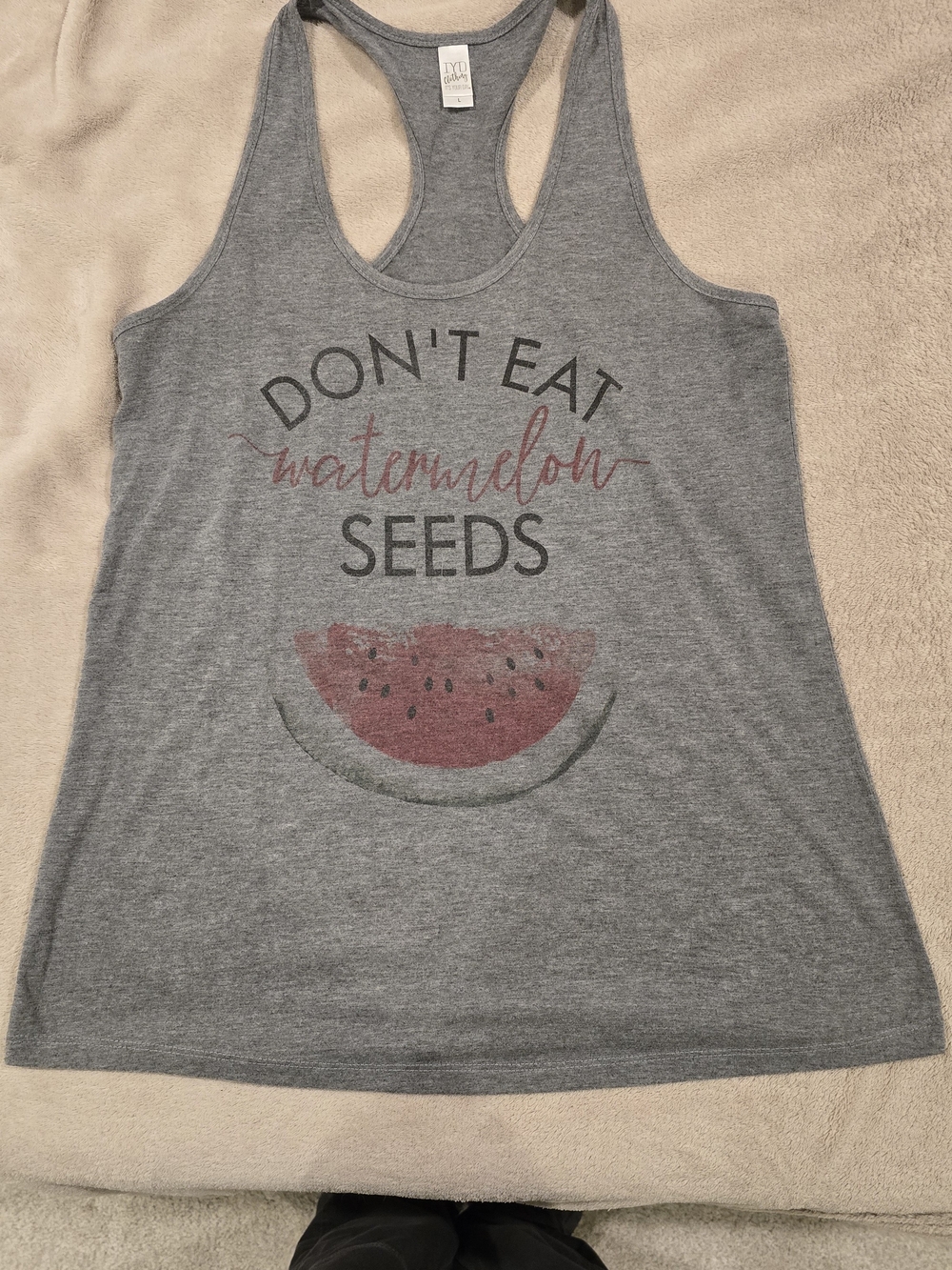 JoyLab Gray Racerback Tank with Watermelon Graphic